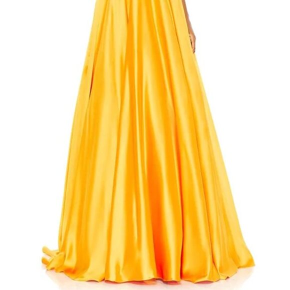Mac Duggal BOW SWEETHEART STRAPLESS A LINE GOWN size 16 Marigold (67995) Dress - Picture 2 of 12